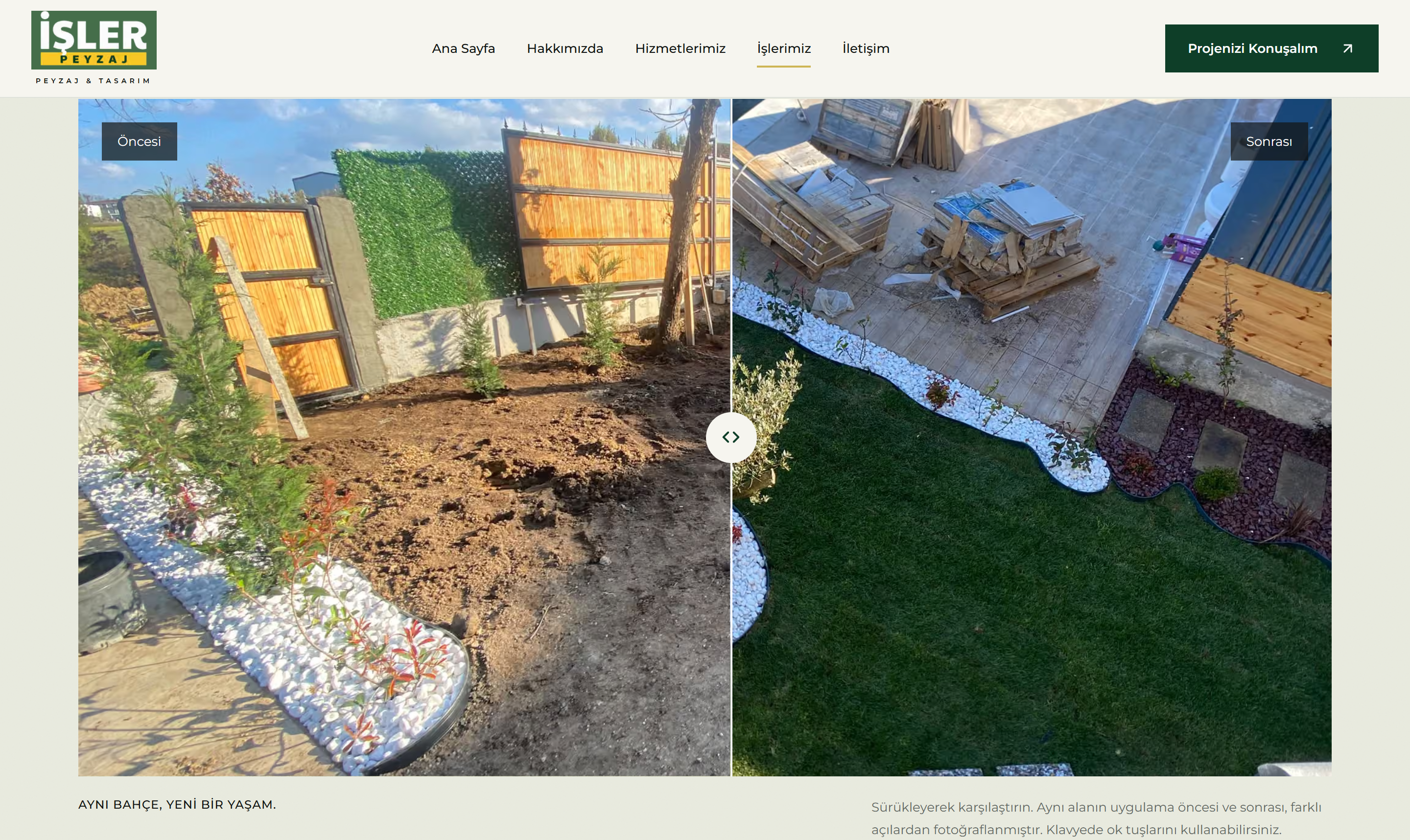 İşler Peyzaj & Tasarım before-and-after garden project comparison