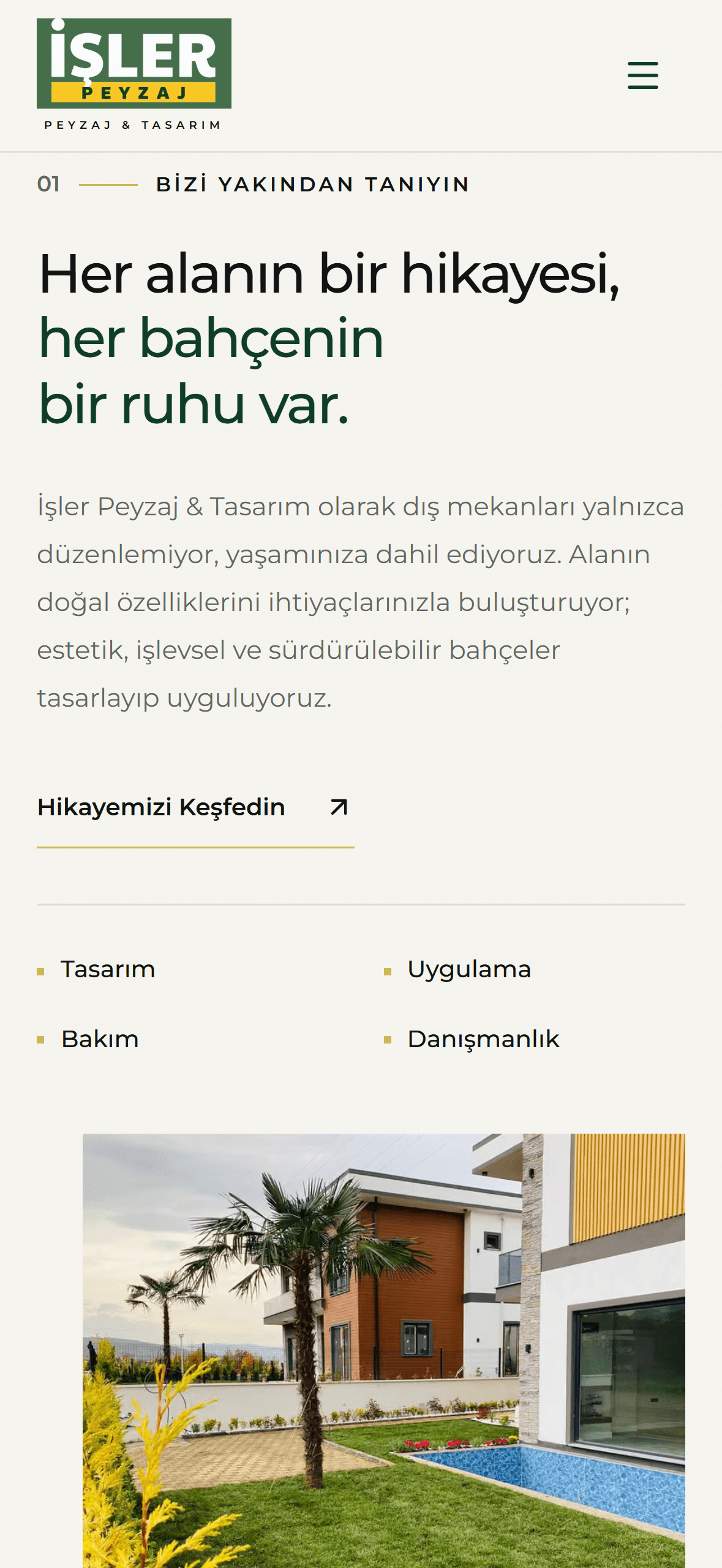 İşler Peyzaj & Tasarım mobile company introduction with garden design, implementation, maintenance and consultancy services